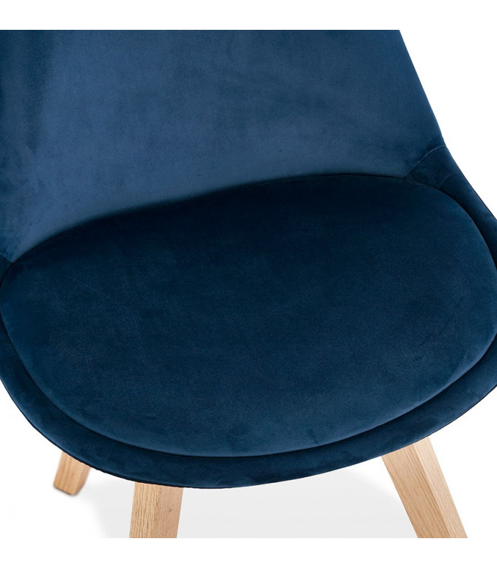 Chaise design bleu en tissu et bois Kolo