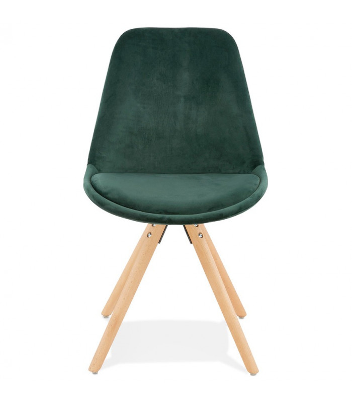 Chaise design vert en tissu et bois Eton