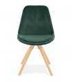 Chaise design vert en tissu et bois Eton