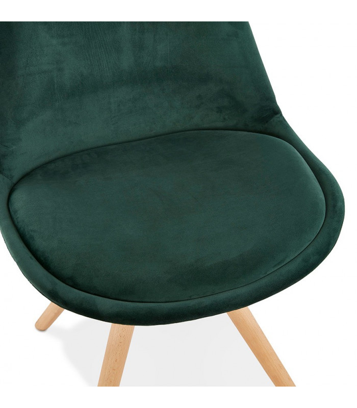 Chaise design vert en tissu et bois Eton