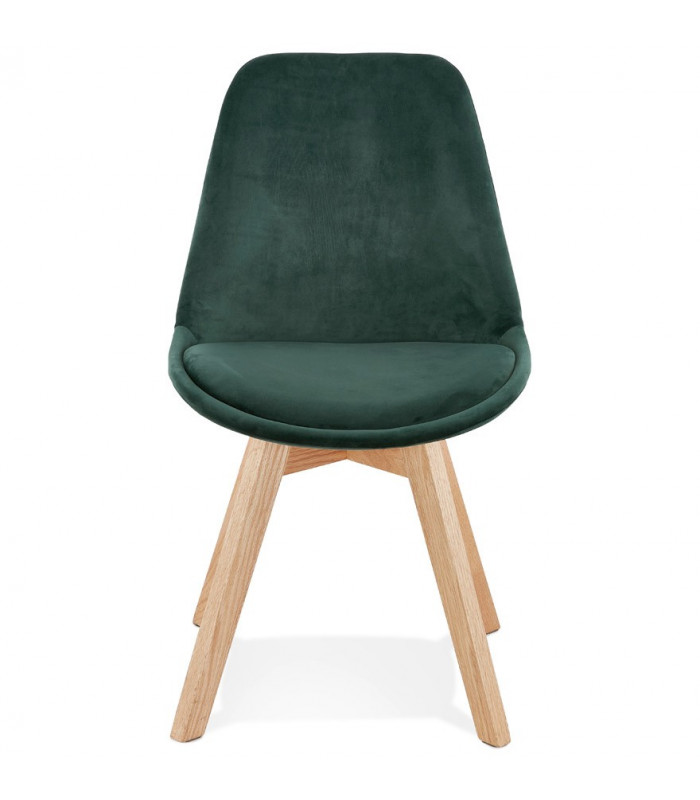 Chaise design vert en tissu et bois Kolo