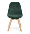 Chaise design vert en tissu et bois Kolo