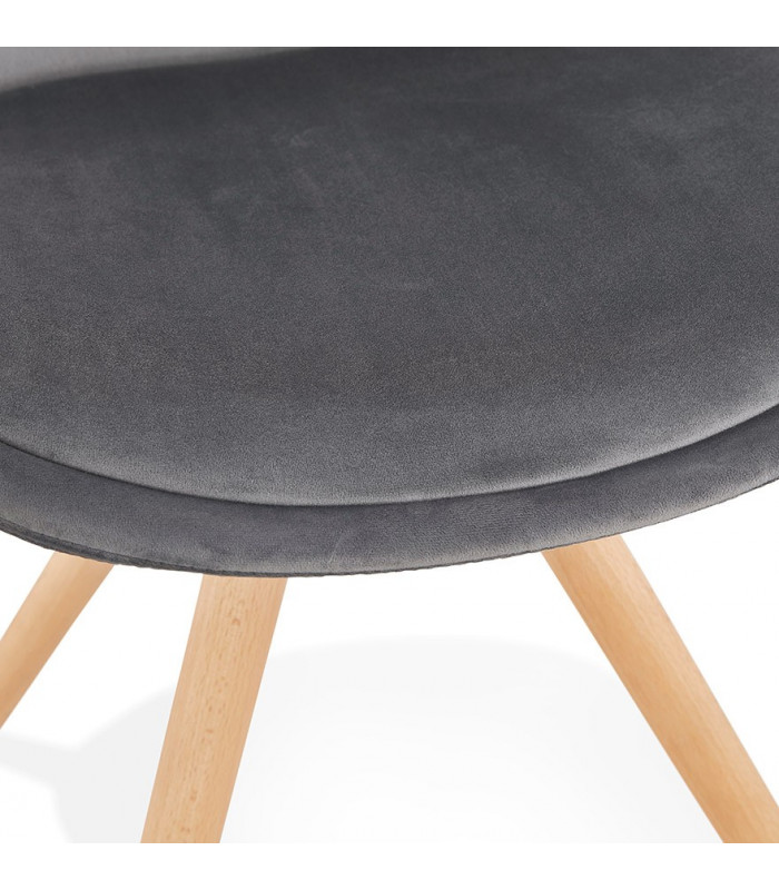 Chaise design gris en tissu et bois Eton