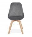 Chaise design gris en tissu et bois Kolo