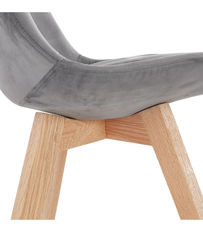 Chaise design gris en tissu et bois Kolo