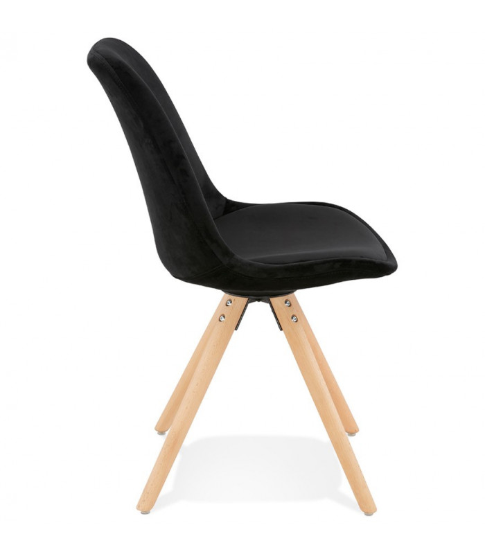 Chaise design noir en tissu et bois Eton