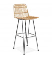 Tabouret de bar design naturel en bois et métal Giamatti