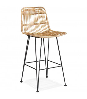 Tabouret de bar design naturel en bois et métal Giamatti Mini