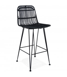 Tabouret de bar design noir en bois et métal Giamatti Mini