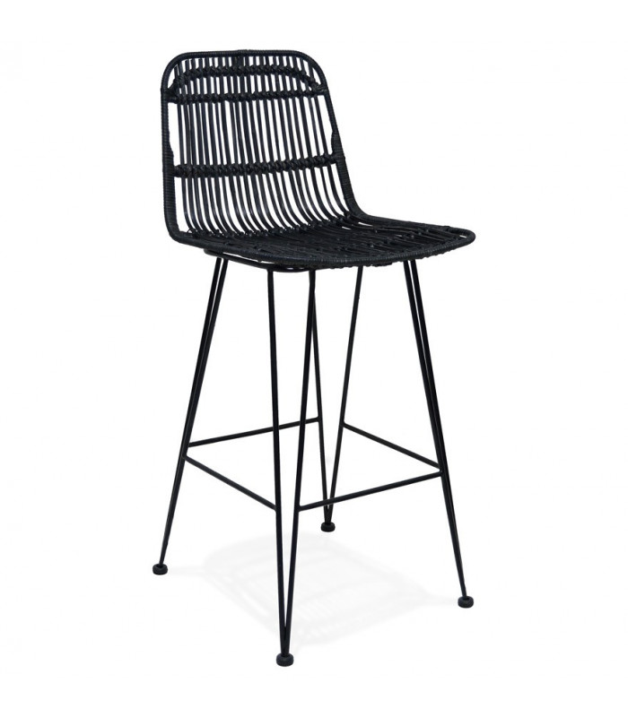 Tabouret de bar design noir en bois et métal Giamatti Mini