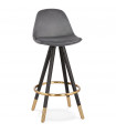 Tabouret de bar design gris en tissu et bois Blaine Mini