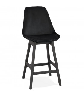 Tabouret de bar design noir en tissu et bois Alvah Mini