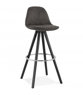 Tabouret de bar design gris foncé en tissu et bois Adagio