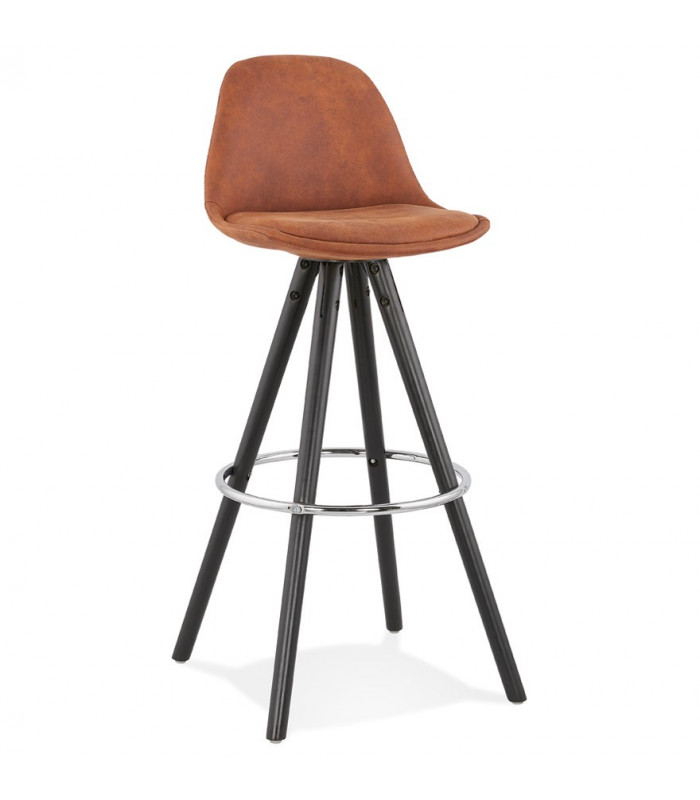 Tabouret de bar design marron en tissu et bois Adagio
