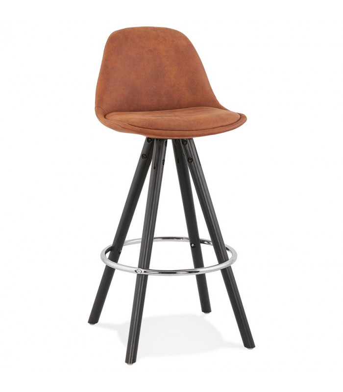 Tabouret de bar design marron en tissu et bois Adagio Mini 65