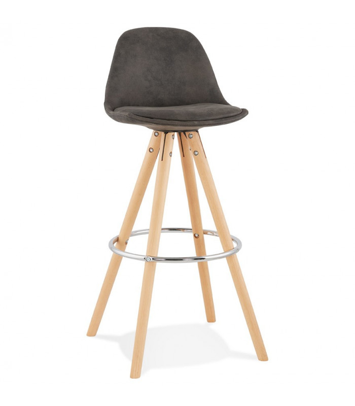 Tabouret de bar design gris foncé en tissu et bois Adagio
