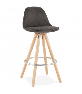 Tabouret de bar design gris foncé en tissu et bois Adagio Mini 65