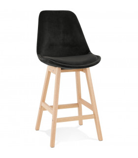 Tabouret de bar design noir en tissu et bois Alvah Mini