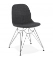 Chaise design gris foncé en tissu et métal Kora