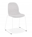 Chaise design gris clair en tissu et métal Meteora