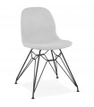 Chaise design gris clair en tissu et métal Kora