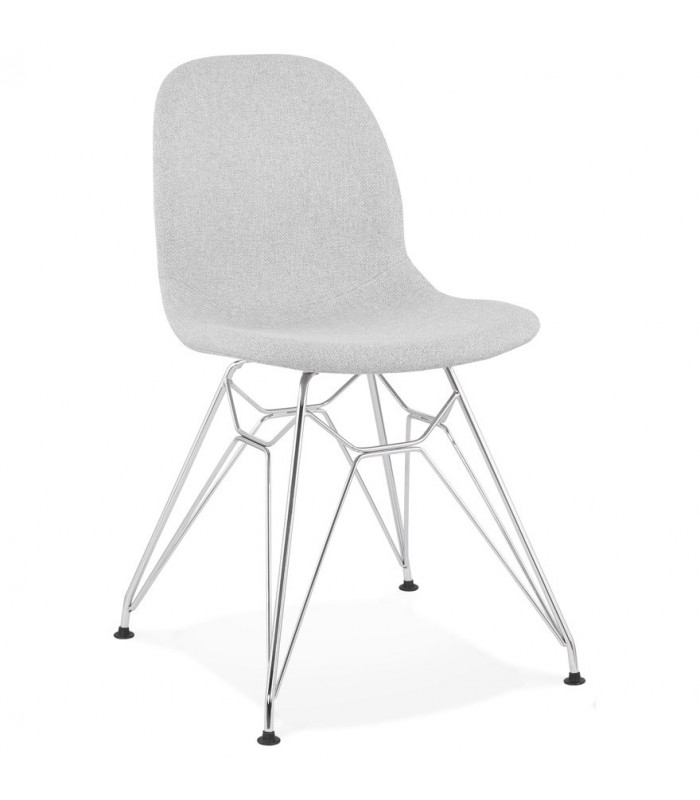 Chaise design gris clair en tissu et métal Kora
