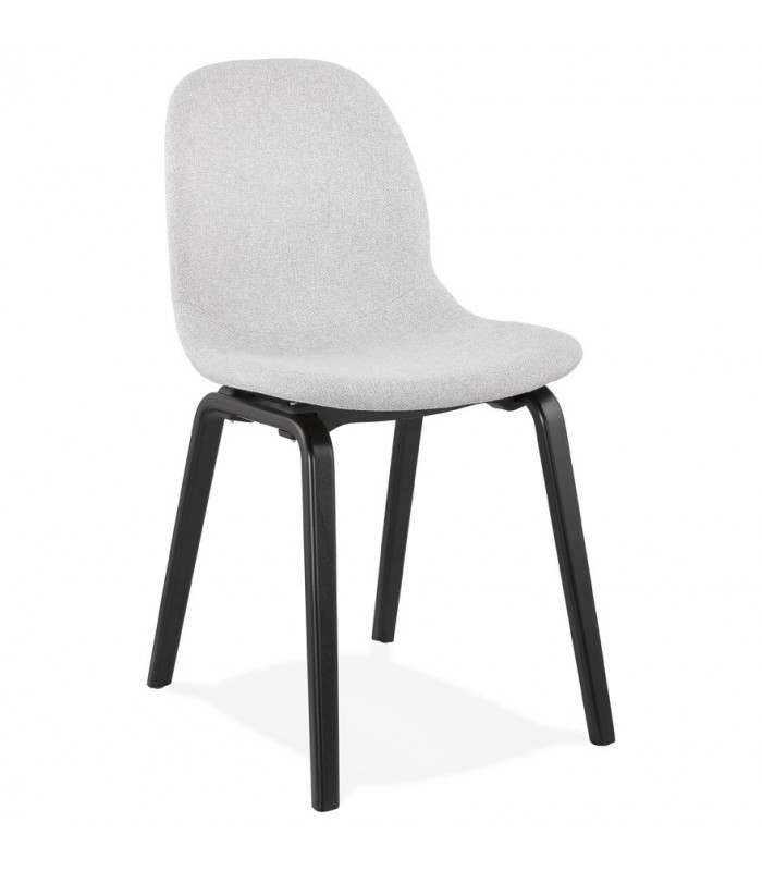 Chaise design gris clair en tissu et bois Bernice