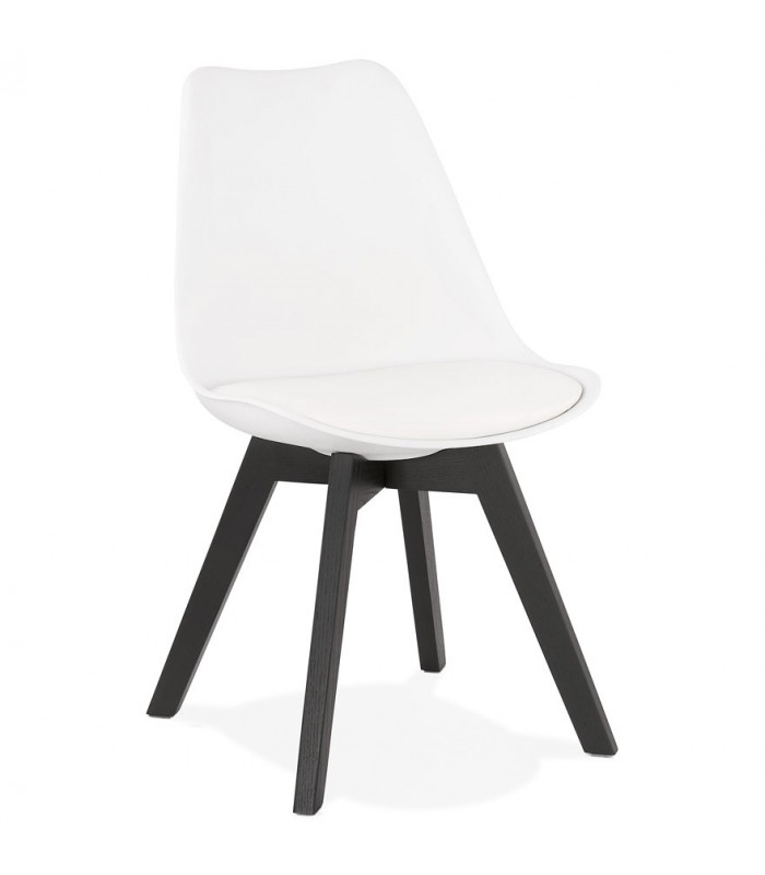 Chaise design blanc en plastique et bois Arabesque