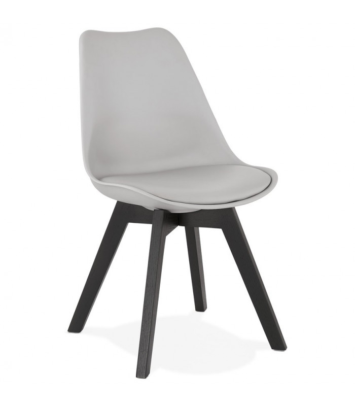 Chaise design gris en plastique et bois Arabesque