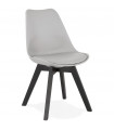 Chaise design gris en plastique et bois Arabesque