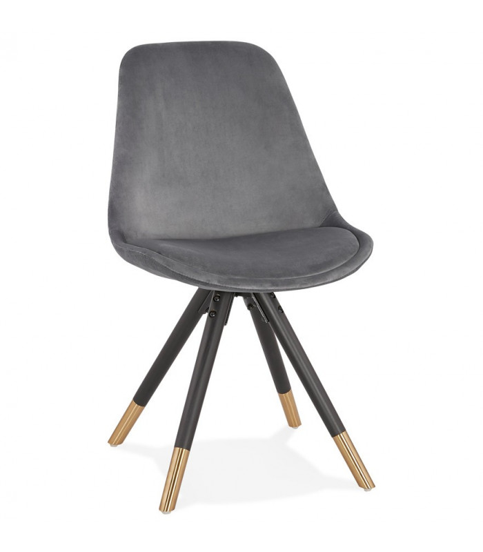 Chaise design gris en tissu et bois Hoop