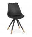 Chaise design noir en plastique et bois Moreto