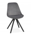 Chaise design gris en tissu et bois Eton