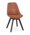 Chaise design marron en tissu et bois Mordax