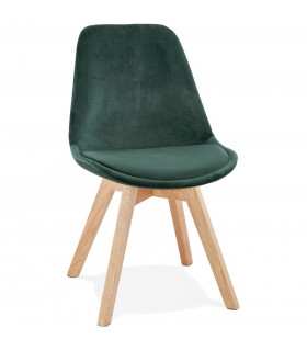 Chaise design vert en tissu et bois Kolo
