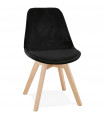 Chaise design noir en tissu et bois Kolo