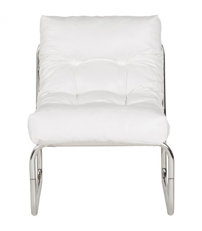 Fauteuil design (non empilable) blanc en similicuir Ava