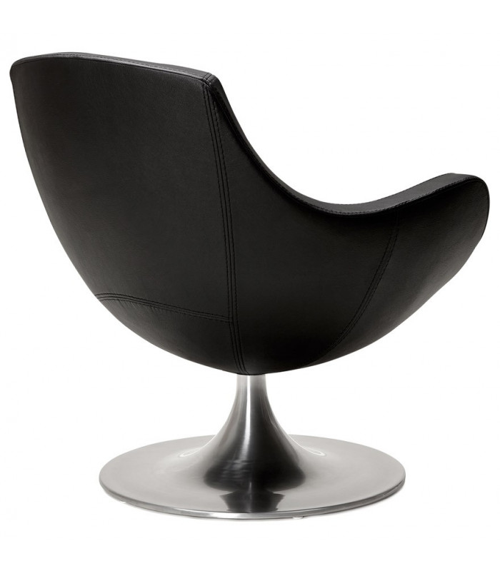 Fauteuil design noir en similicuir Leoni