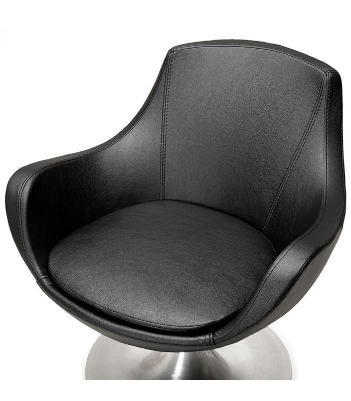 Fauteuil design noir en similicuir Leoni