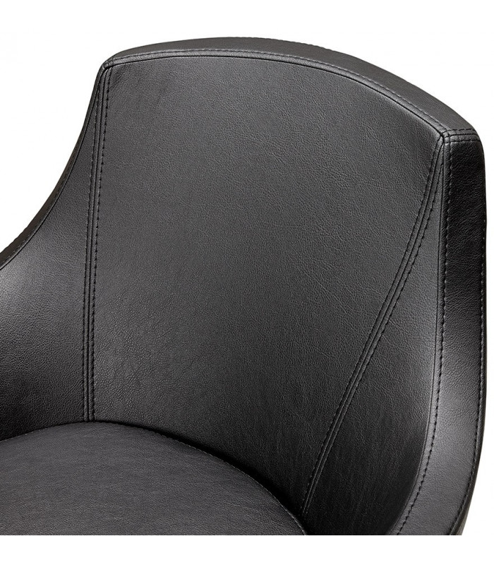 Fauteuil design noir en similicuir Leoni