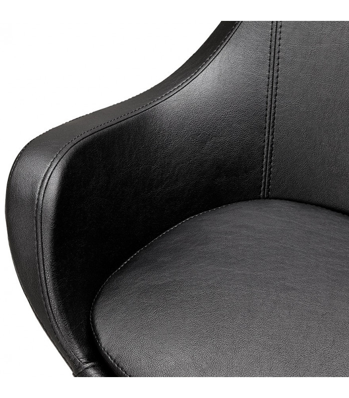 Fauteuil design noir en similicuir Leoni