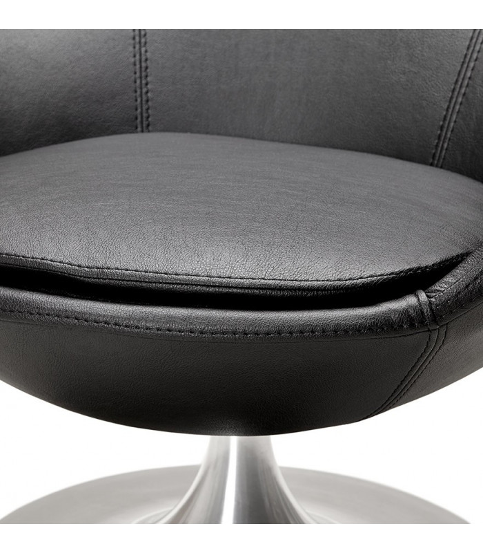 Fauteuil design noir en similicuir Leoni