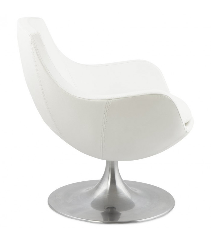 Fauteuil design blanc en similicuir Leoni