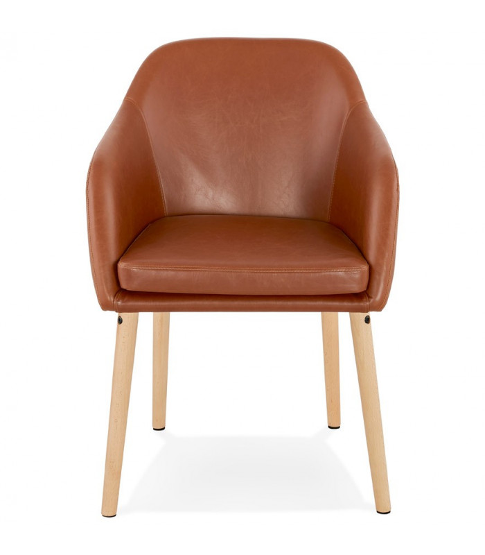Fauteuil design marron en similicuir Hansen