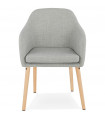 Fauteuil design gris en tissu Ikos