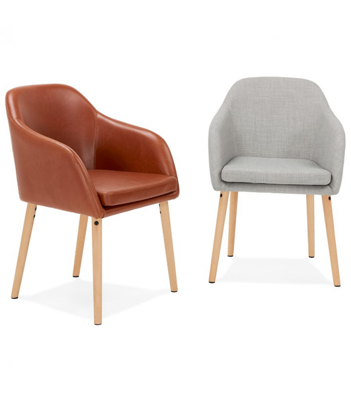 Fauteuil design gris en tissu Ikos