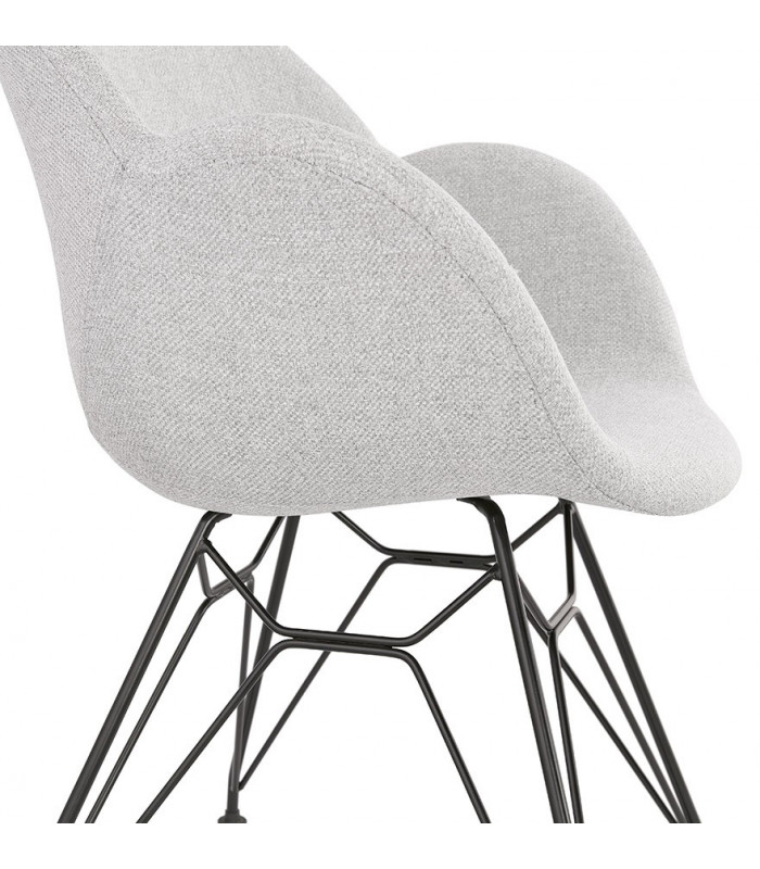 Fauteuil design gris clair en tissu Concord