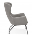 Fauteuil design gris clair en tissu Foster