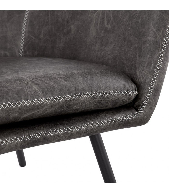 Fauteuil design gris foncé en similicuir Grove