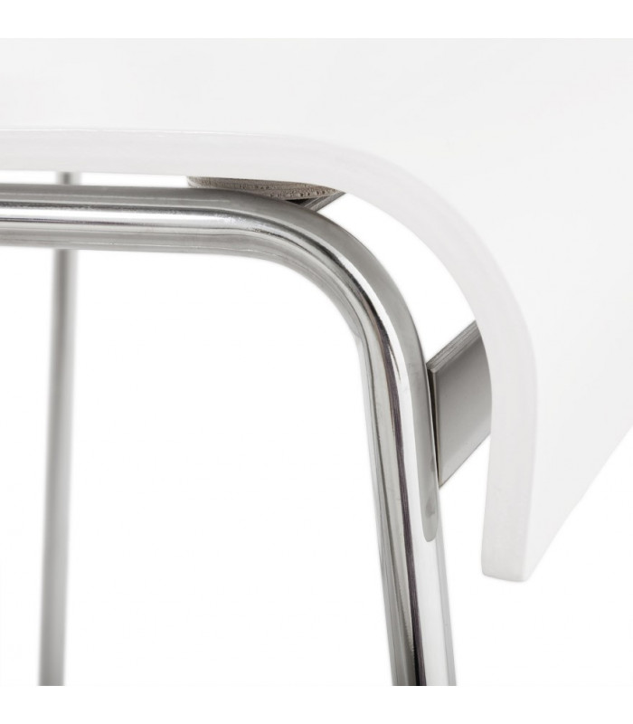 Tabouret de bar design blanc en bois Broco
